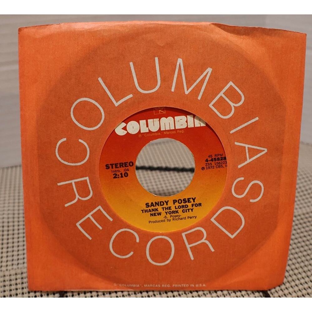 Sandy Posey 45 RPM Thank The Lord For New York City Columbia Soul 1972